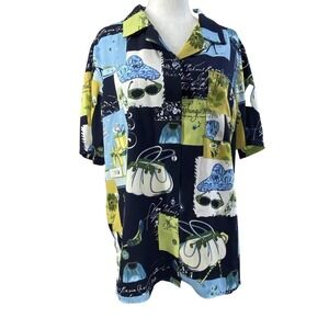 Susan Graver Womens Shirt M Multicolor Handbag Print Button Up Casual